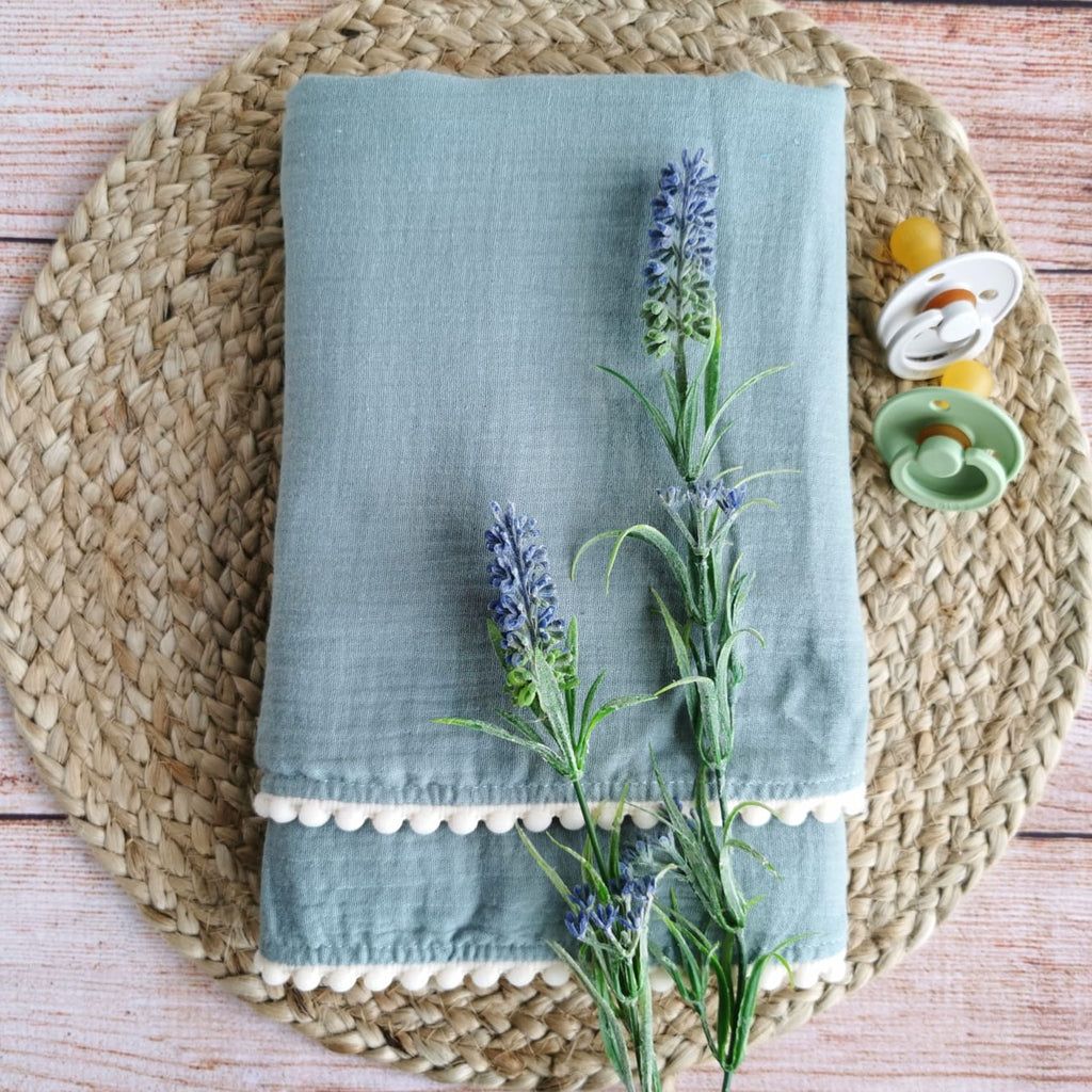 Wickeldecke aus Musselin, salbei